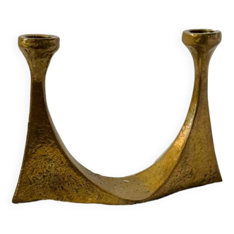 Harjes Brutalist Bronze Candle Holder