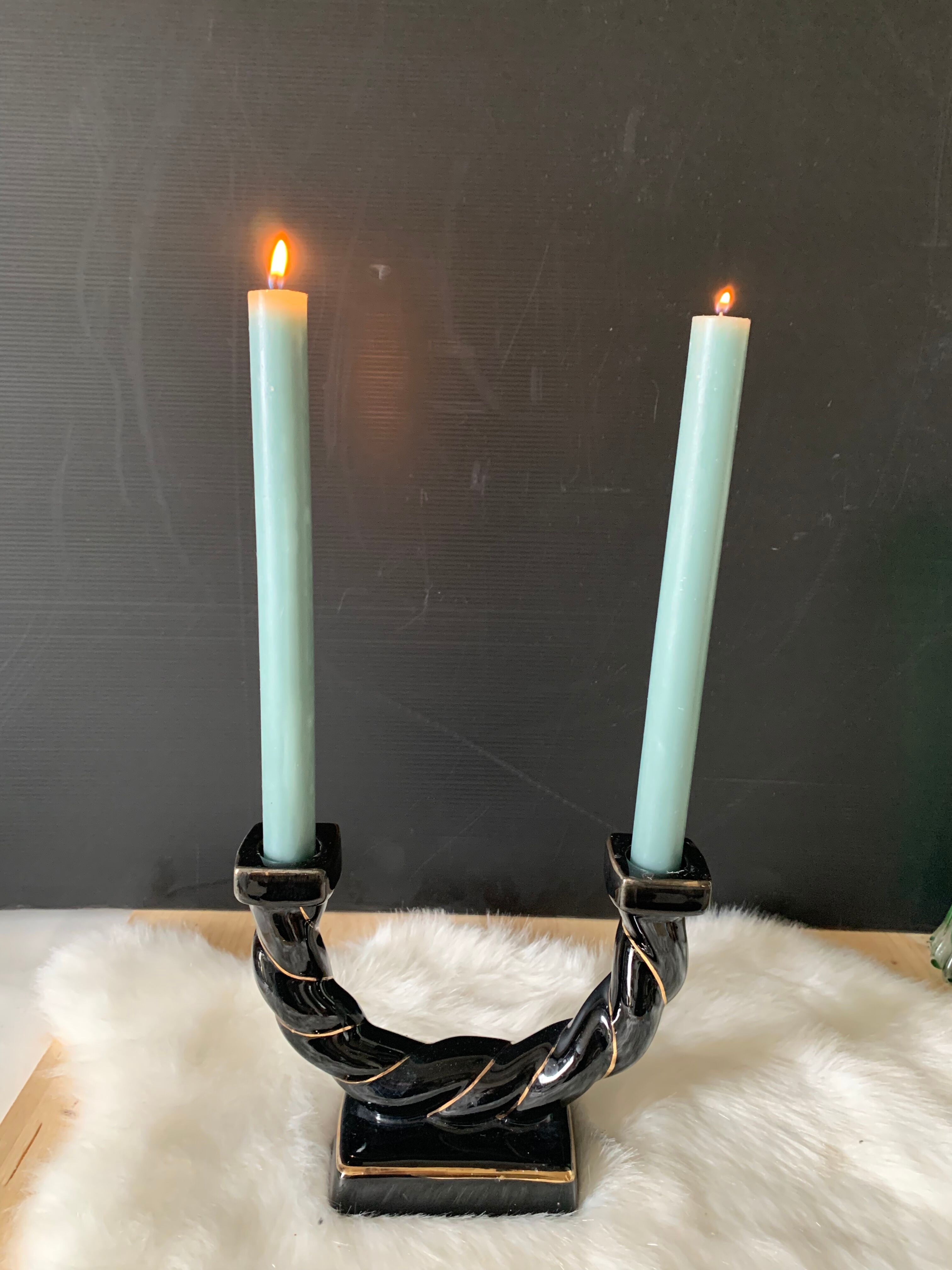 Black ceramic candle holder