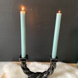 Black ceramic candle holder