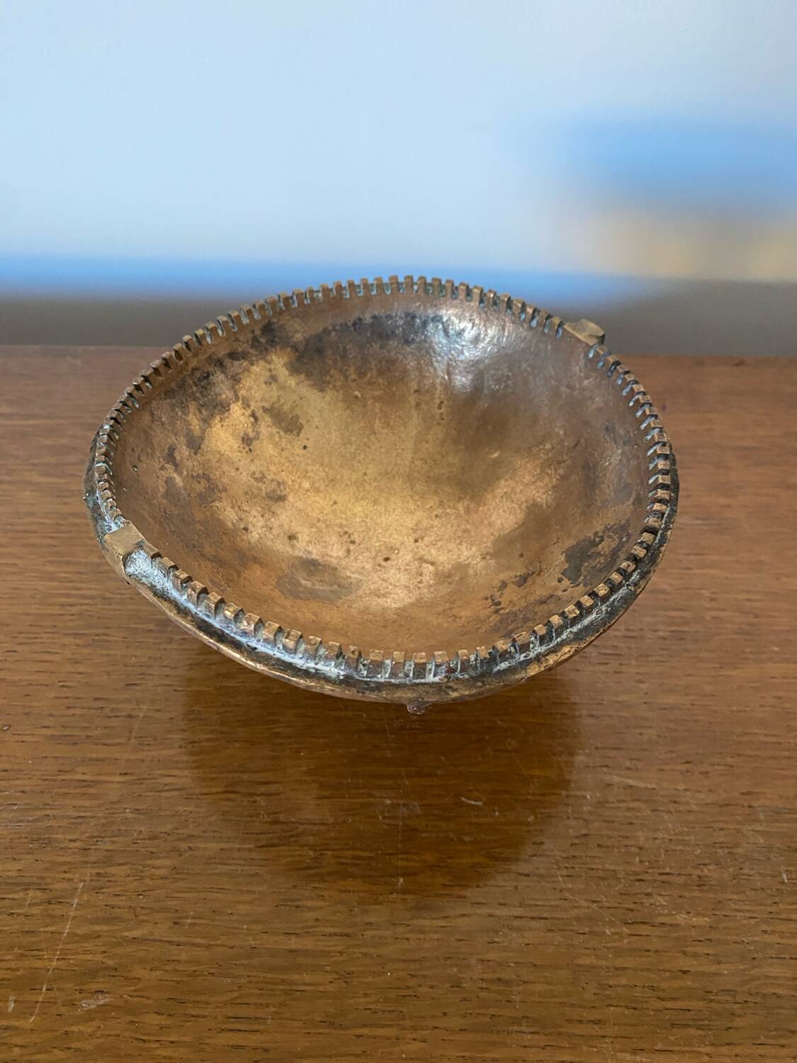 Antique Gilt Bronze Tripod Cup Tray Vintage Decoration #C283
