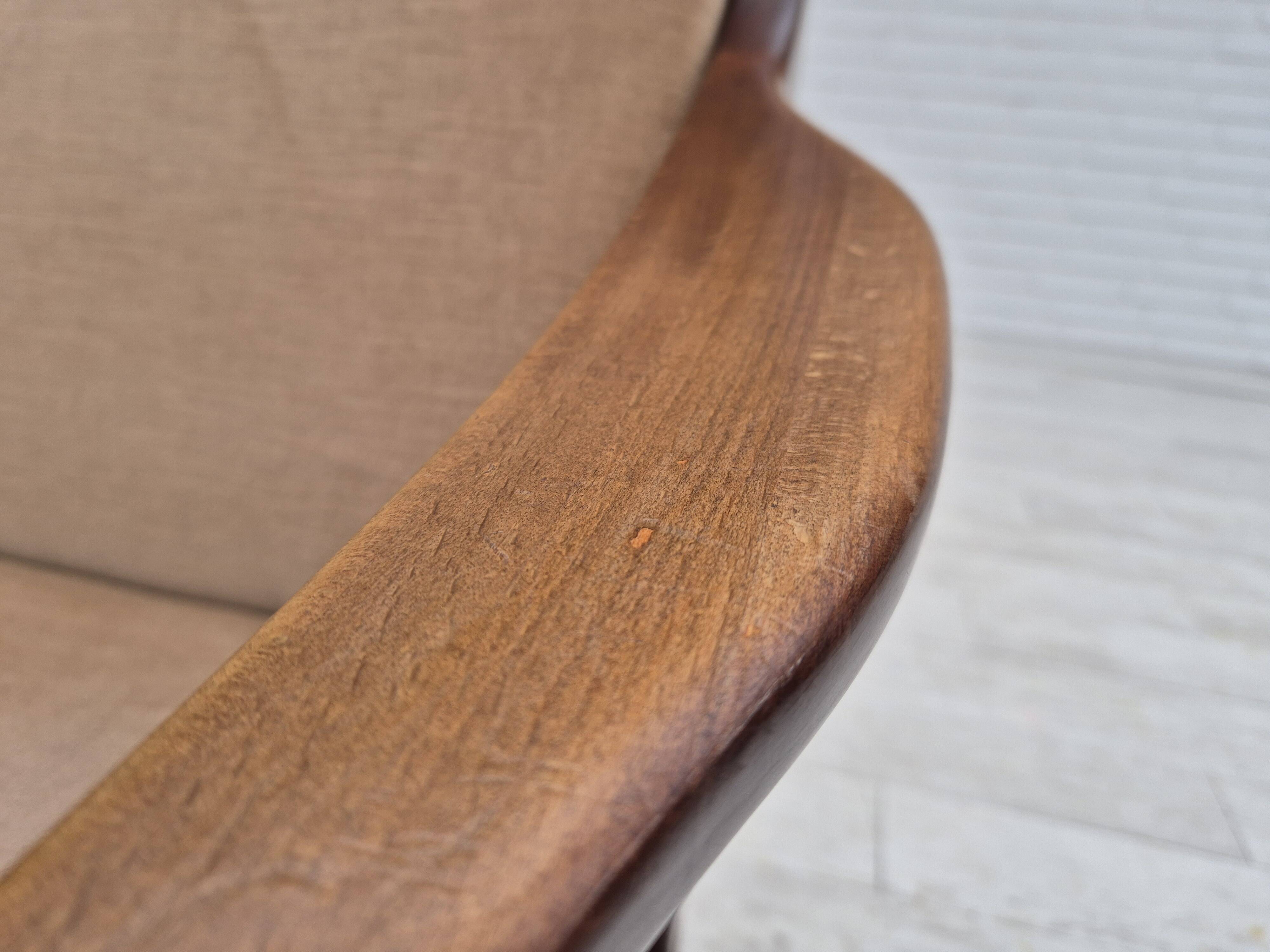 1960s, Scandinavian design, highback armchair, original condition, furniture velour, beech wood.