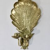 Swedish brass wall sconce from the mid-century for two candles.