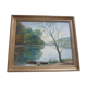 Painted framed lake landscape signed geo rousseau 1967