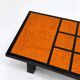 Vintage coffee table in wood burl and black lacquer, geometric inlay.