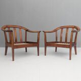 Mid-Century Wilhelm Knoll Cherry Wood Armchairs, Germany, 1960s