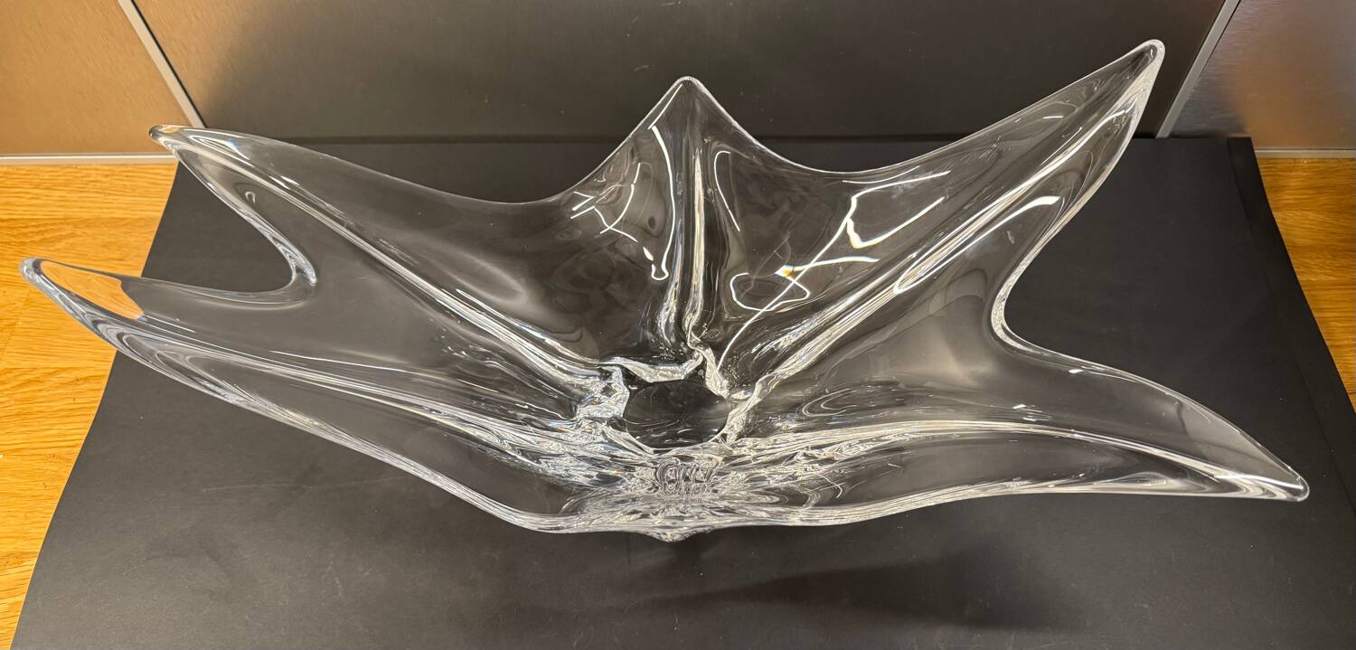 Large vintage sculptural crystal platter from the 1950s/60s