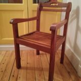 Table en bois d'iroko et ses 4 fauteuils