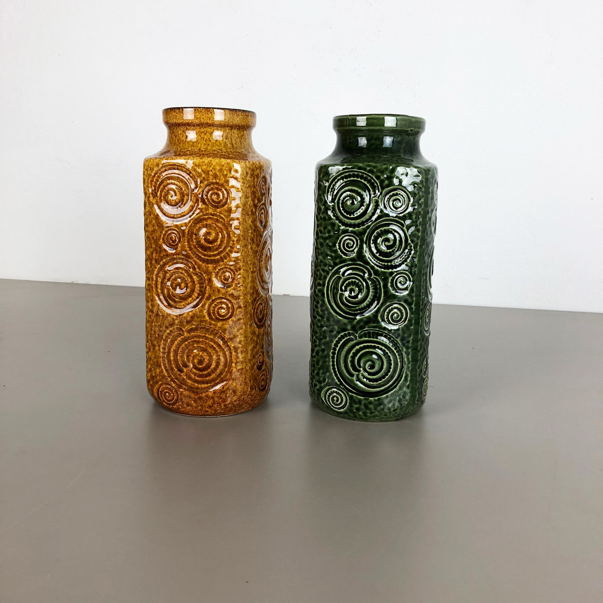 Set of two pottery fat lava vases jura "282-26" made by Scheurich, Germany 1970s