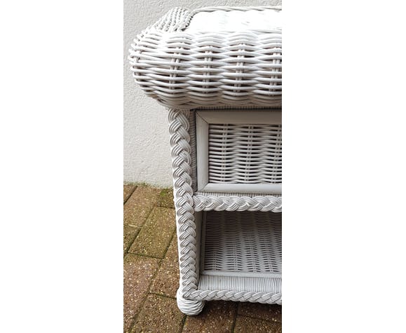 White rattan bedside