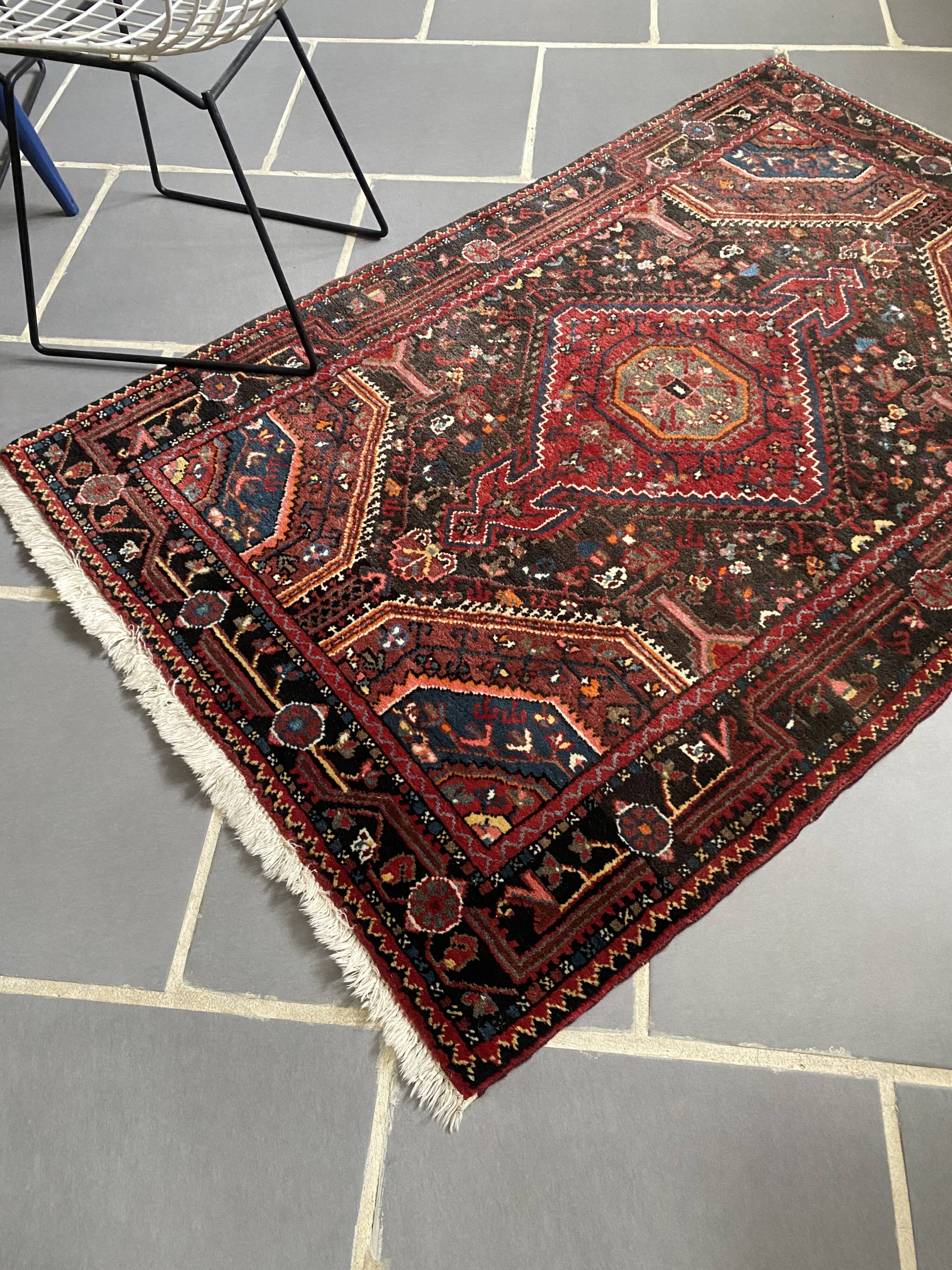 Oriental carpet old handmade wool, 157x105 cm