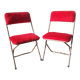 Pair of folding chairs in vintage red moumoute