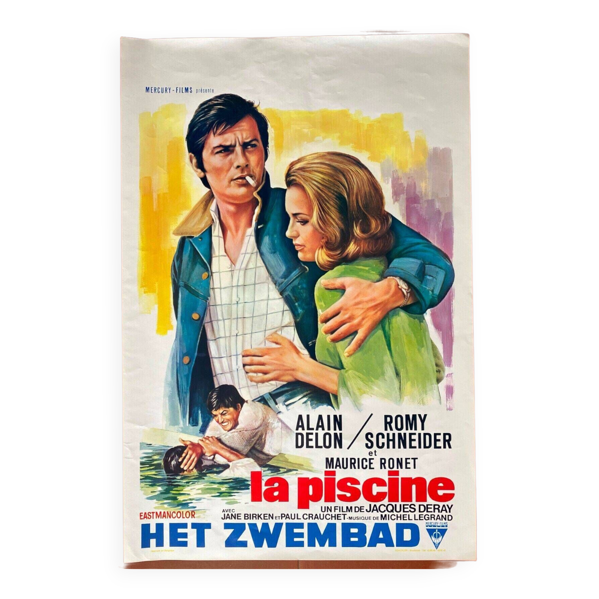 Original cinema poster "La Piscine" Romy Schneider, Alain Delon 37x54cm 1969