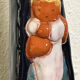 Virgin child statuette glazed terracotta