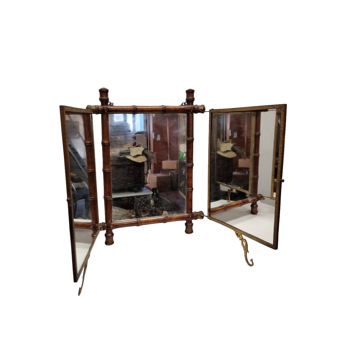 Antique Japanese style triptych mirror
