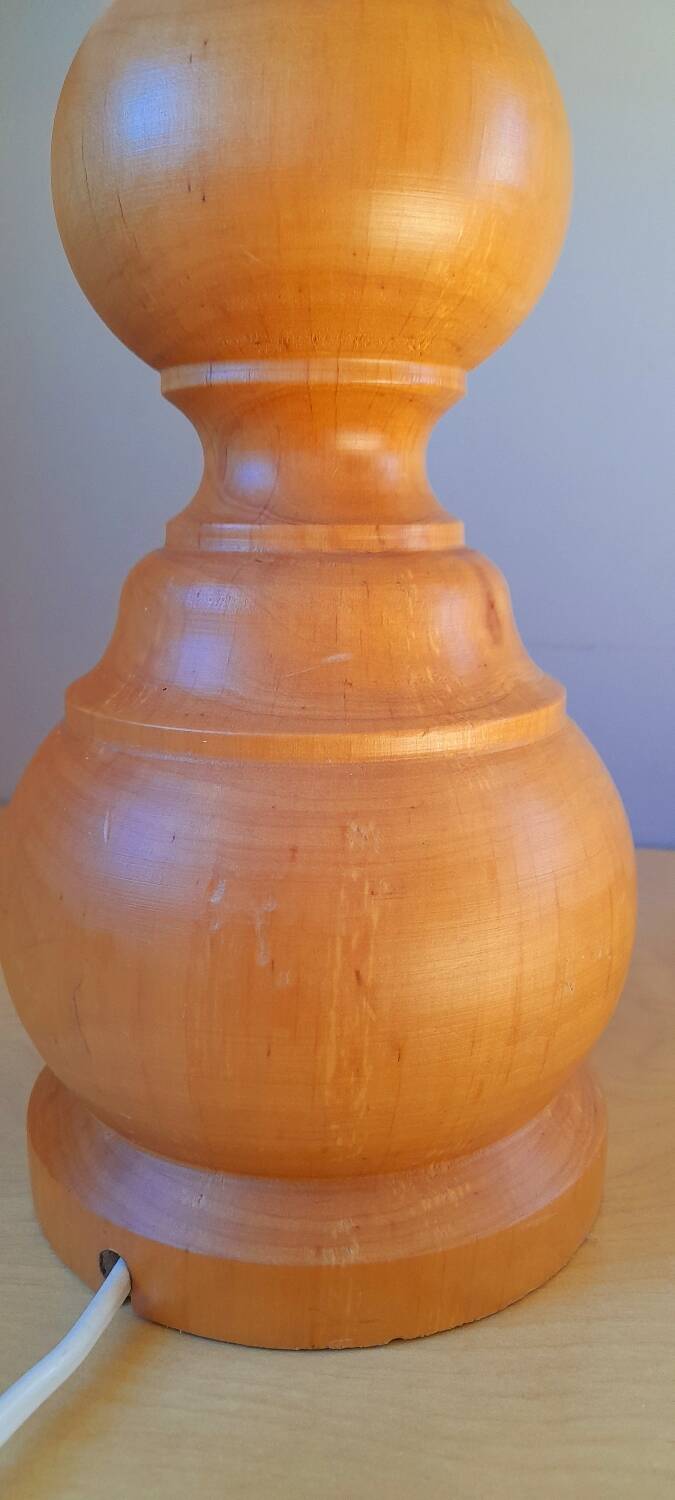 Scandinavian turned wooden lamp 60s