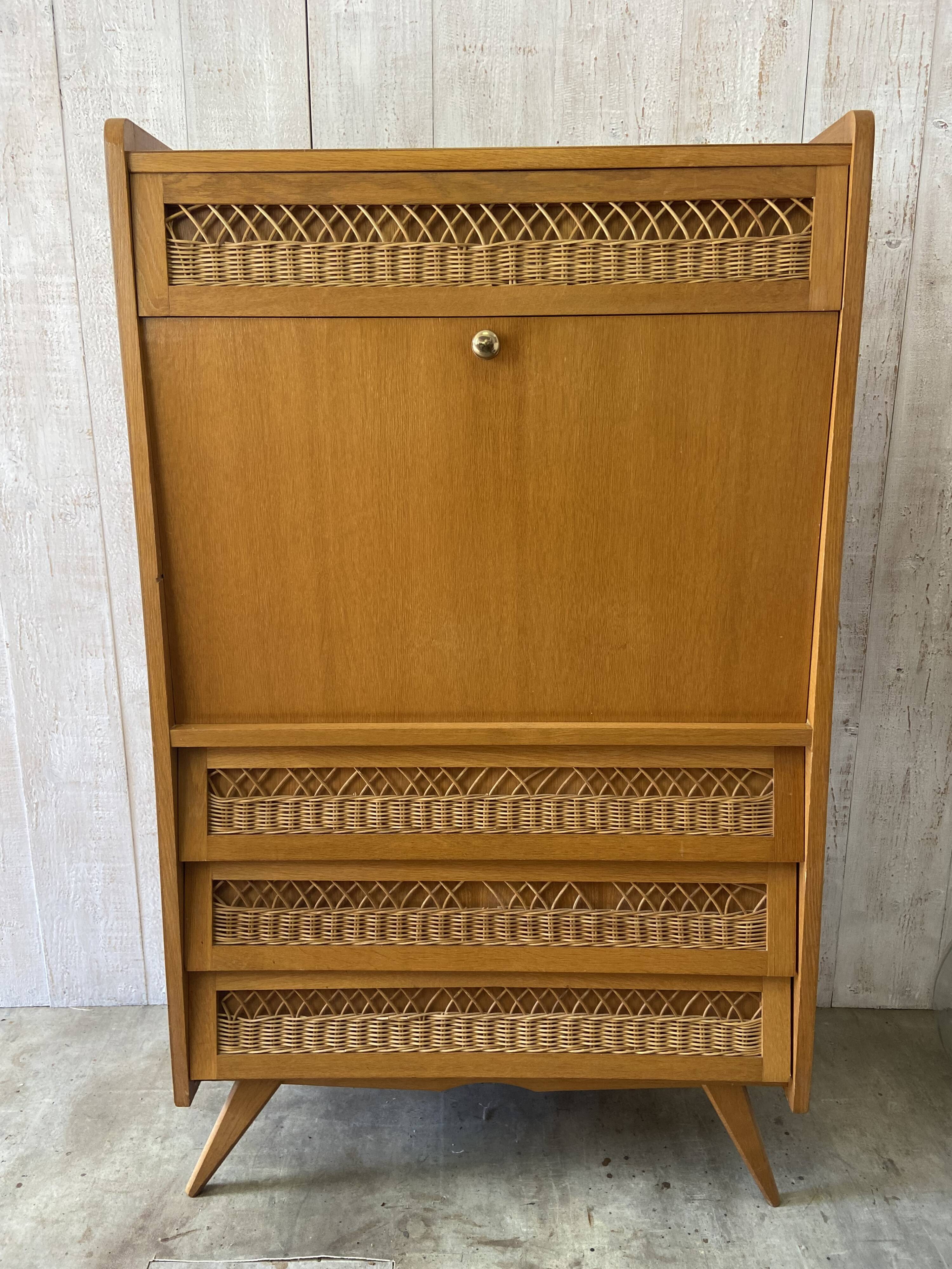 Vintage wood/wicker secretary