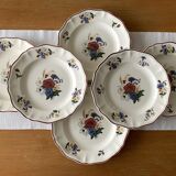 6 large old flat plates in Sarreguemines earthenware