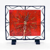 1970s modern electric fireplace clock VEB Elektrobau Greiz, Germany