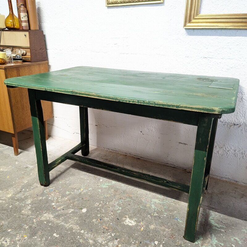 Old green farm table