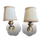 Paire d'appliques miroir et laiton années 50-60