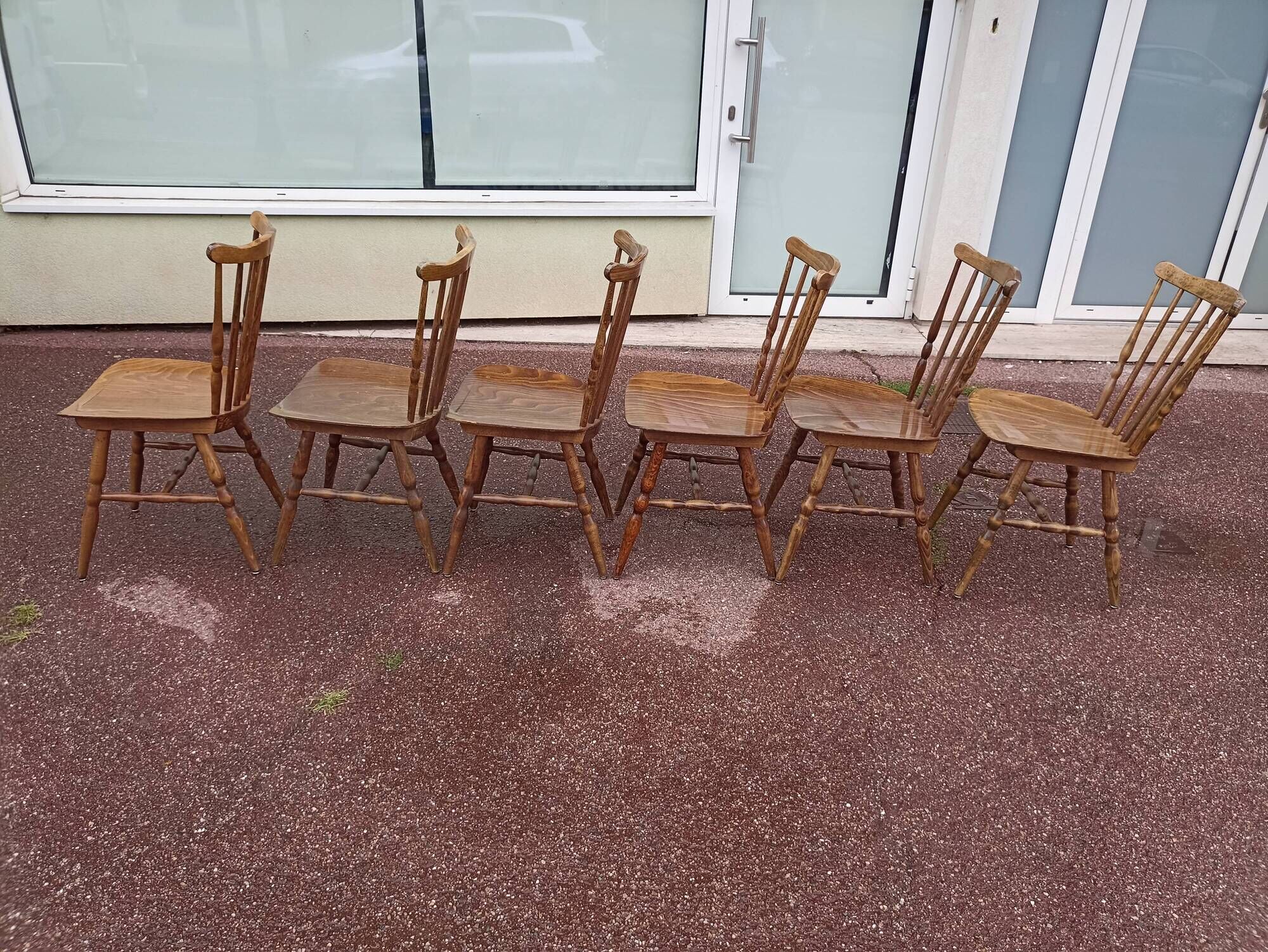Set of 6 baumann tacoma bistro chairs - wood - vintage
