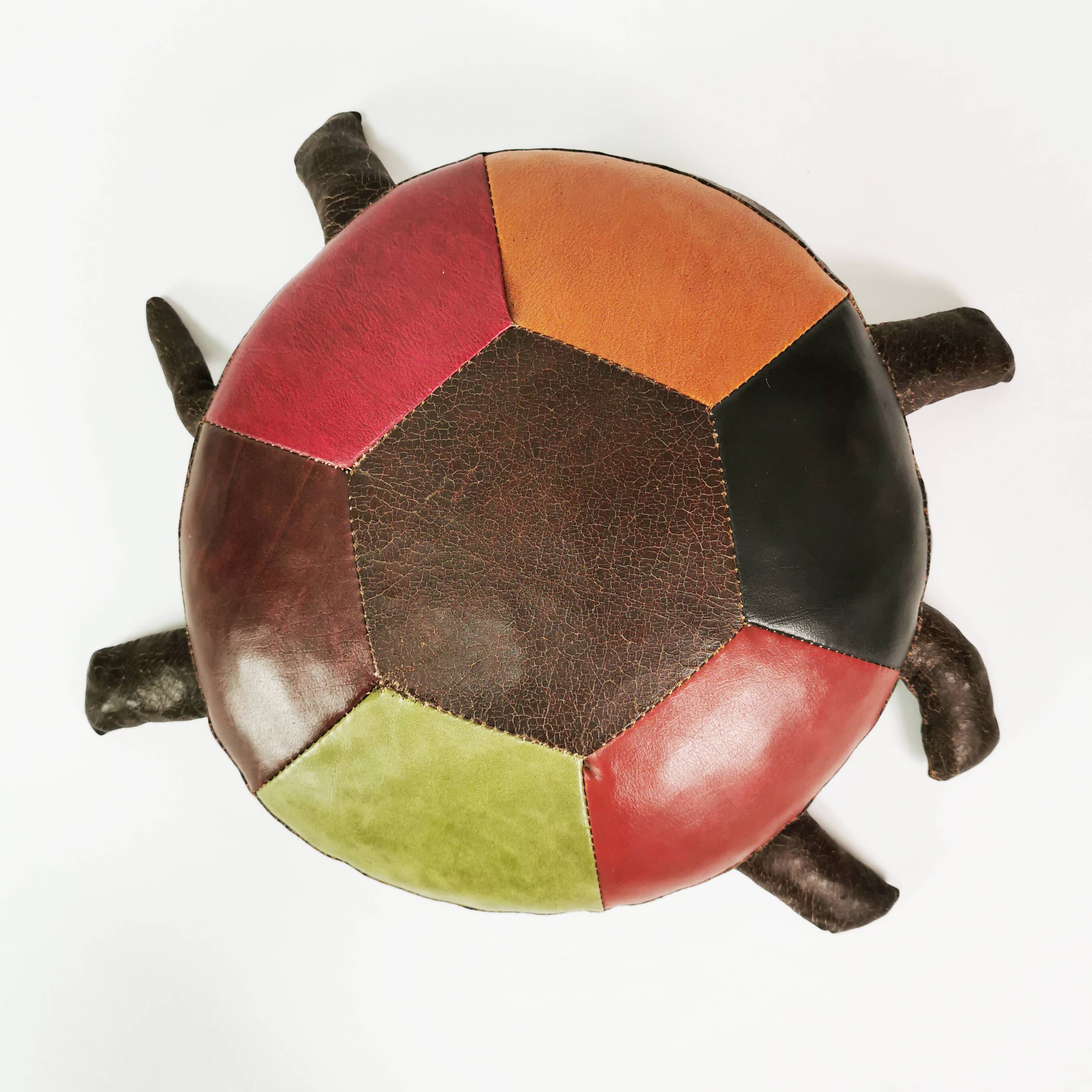 Patchwork leather pouffe - turtle, Germany 1960s