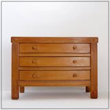 Solid wood chest of drawers in Pierre Chapo style - 1960s
