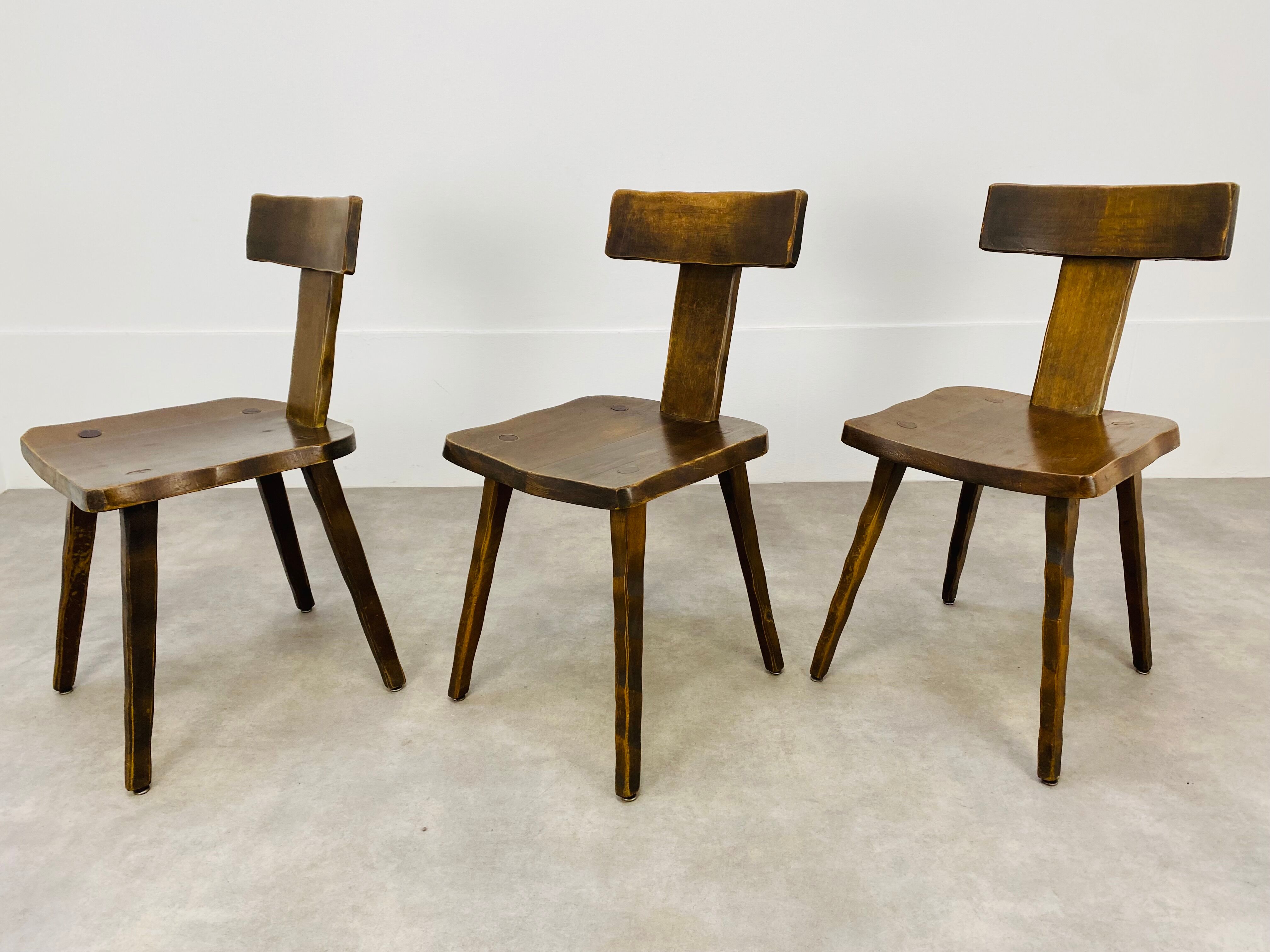 3 T chairs brutalists solid wood