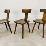 3 T chairs brutalists solid wood