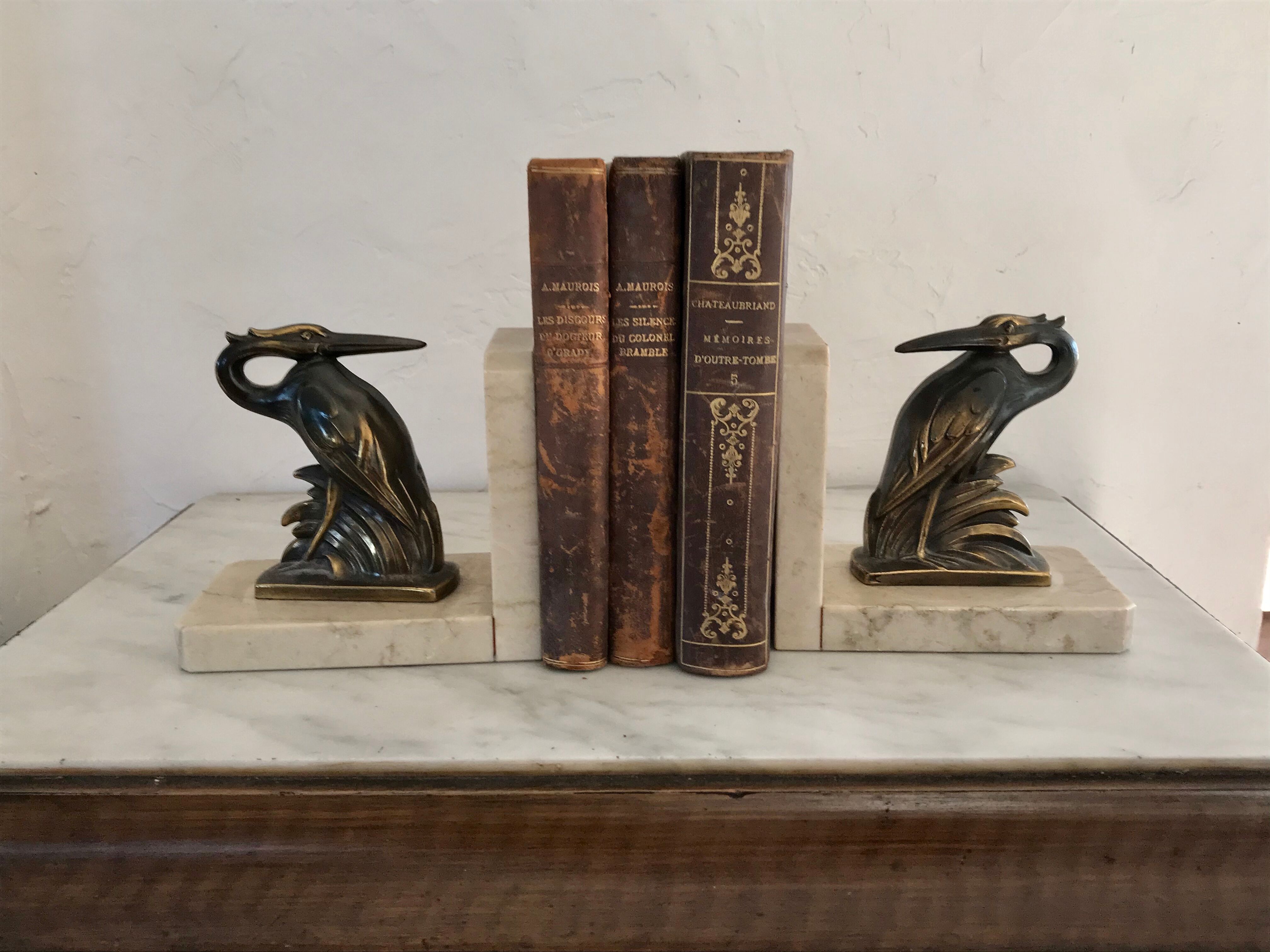 Art deco heron bookends
