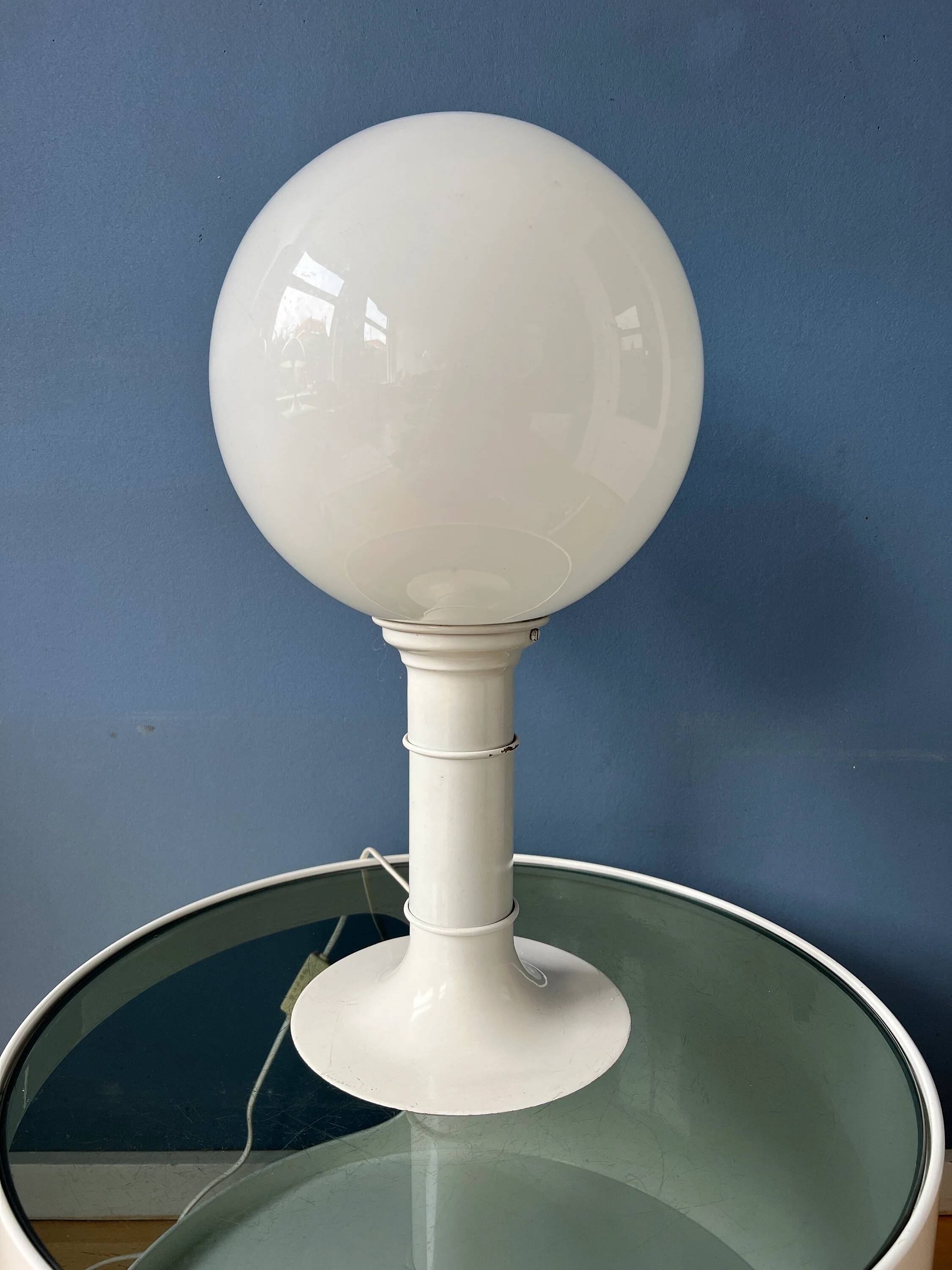 White Space Age table lamp Woja Holland with opal glass shade