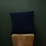 Housse de coussin upcyclée bleu marine en laine 45x45cm