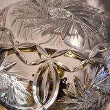 Large brass lamp with its crystal dome electricity redone in the 70s 50x22 cm