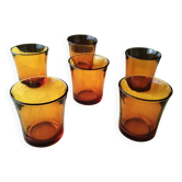 6 Verres de table vintage Duralex couleur ambré