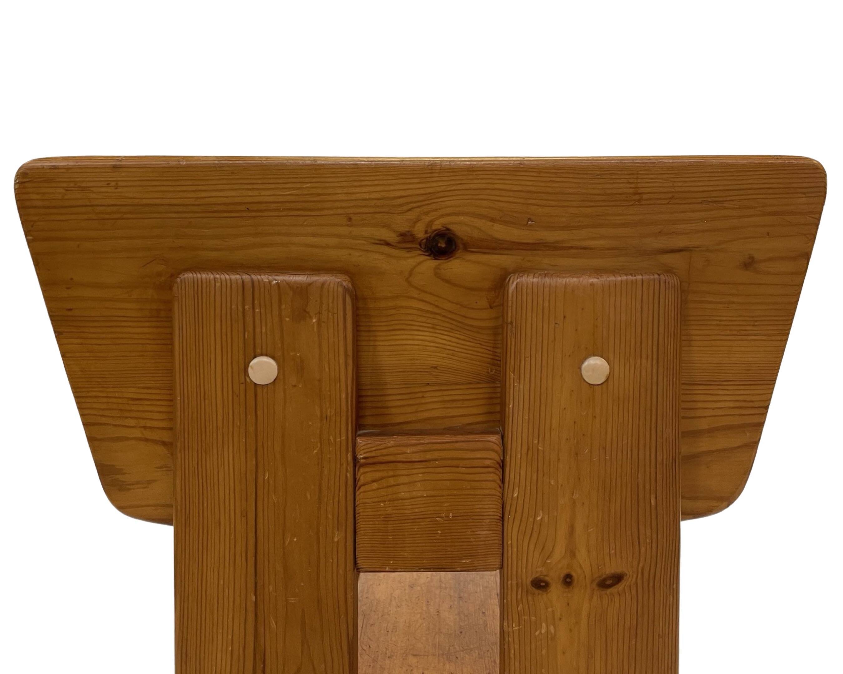 Vintage Brutalist Pine Chair 1970s Minimalist Wood Design