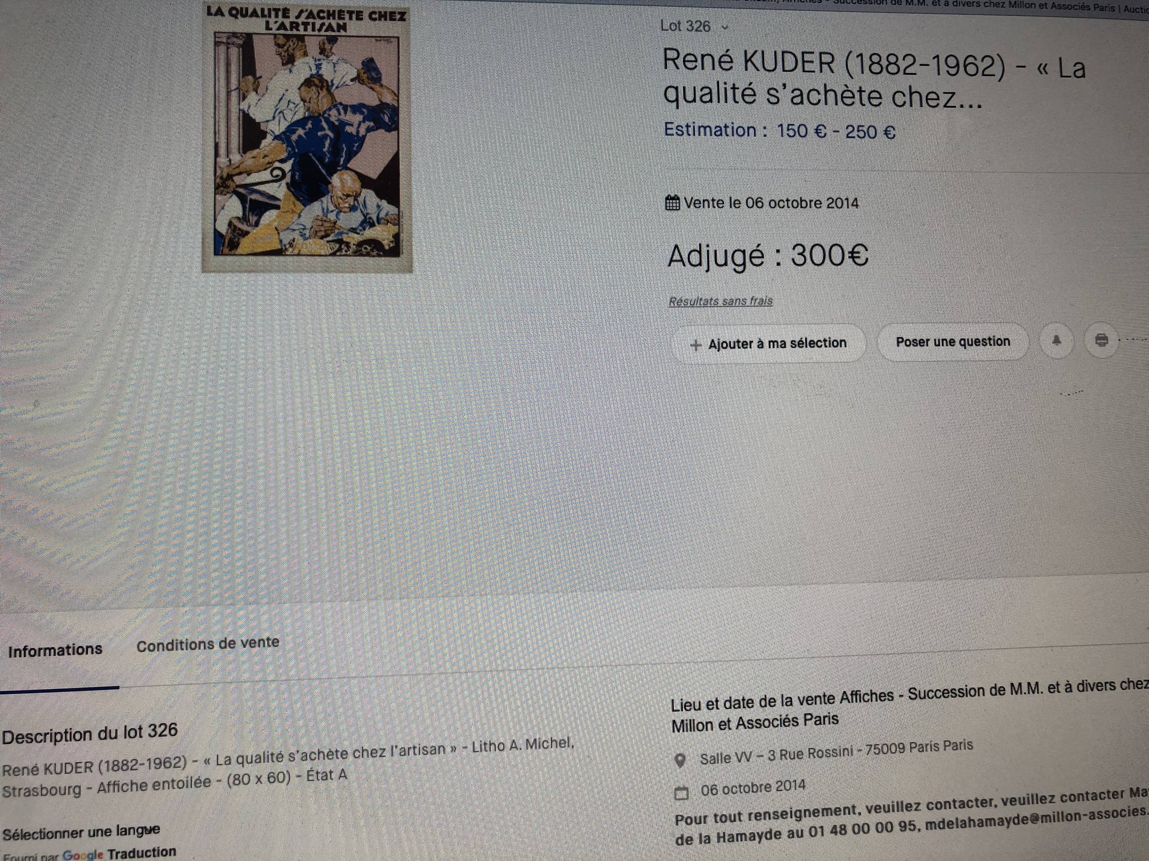 Affiche lithographique originale René Kuder 1939 Alsace Art Deco