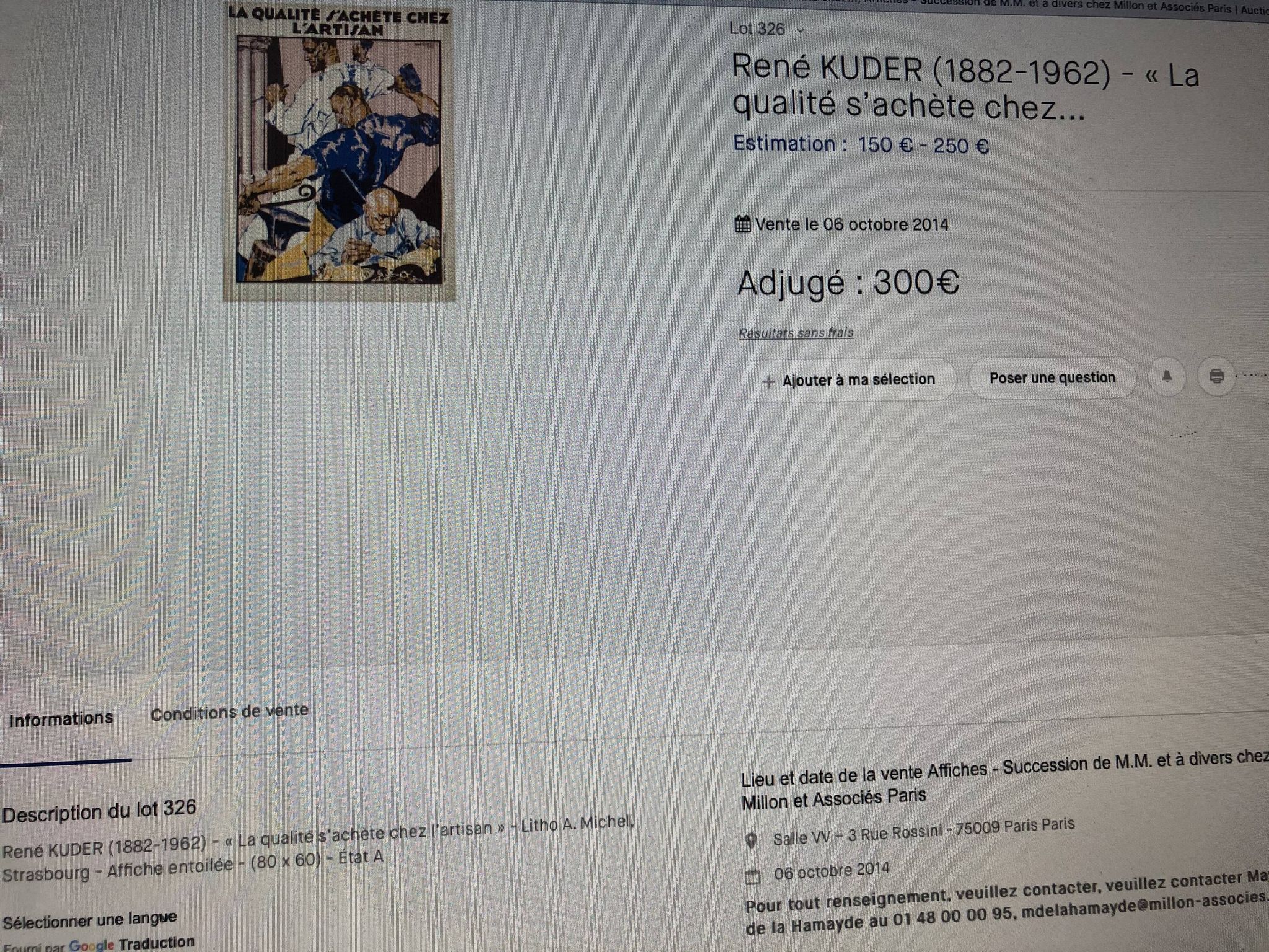 Original lithographic poster René KUDER 1939 Alsace Art Deco