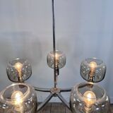 Vintage 70's chrome metal chandelier by Gaetano Sciolari