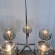 Vintage 70's chrome metal chandelier by Gaetano Sciolari