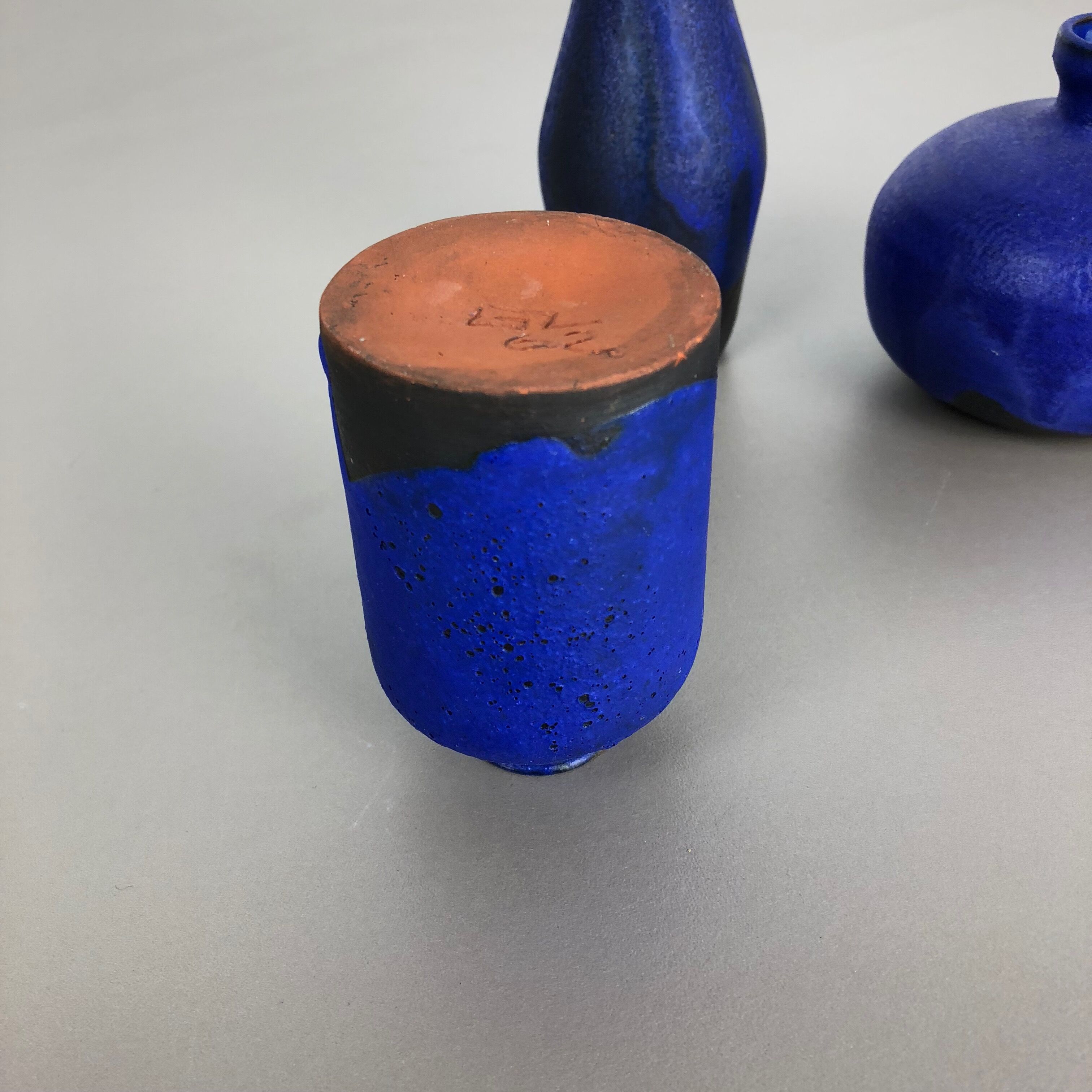 Set of 3 ceramic studio pottery vase by Gerhard Liebenthron, Germany, 1960s