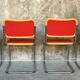 Ensemble de 4 chaises cesca bois et rouge, modèle B32 par Marcel Breuer