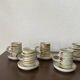 Set of 6 vintage glazed stoneware cups and saucers from the 1950s, new.