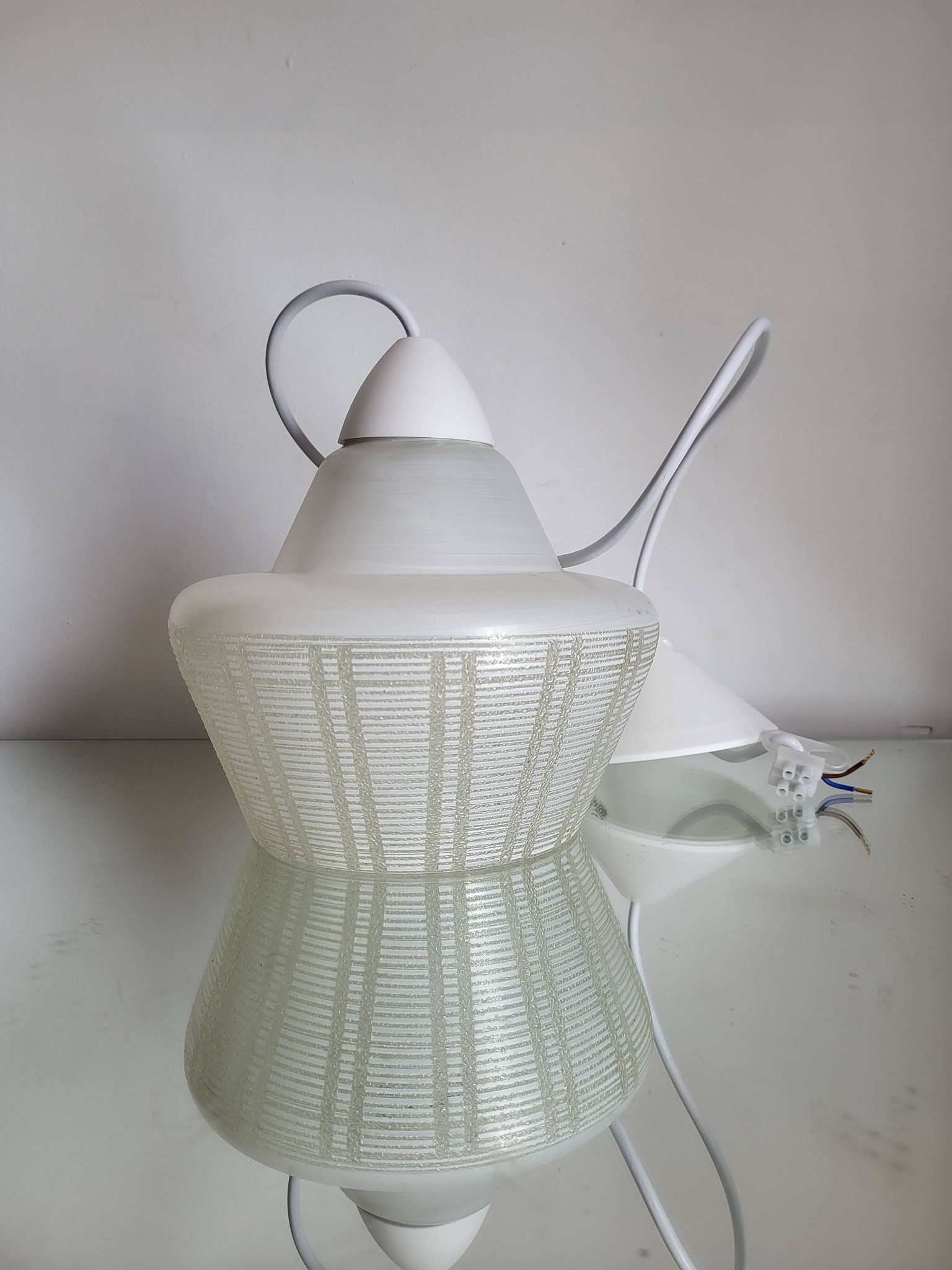 Vintage pendant lamp in glaze, with relief structure, 1980s.