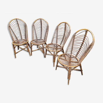 4 chaises en bambou