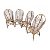 4 chaises en bambou
