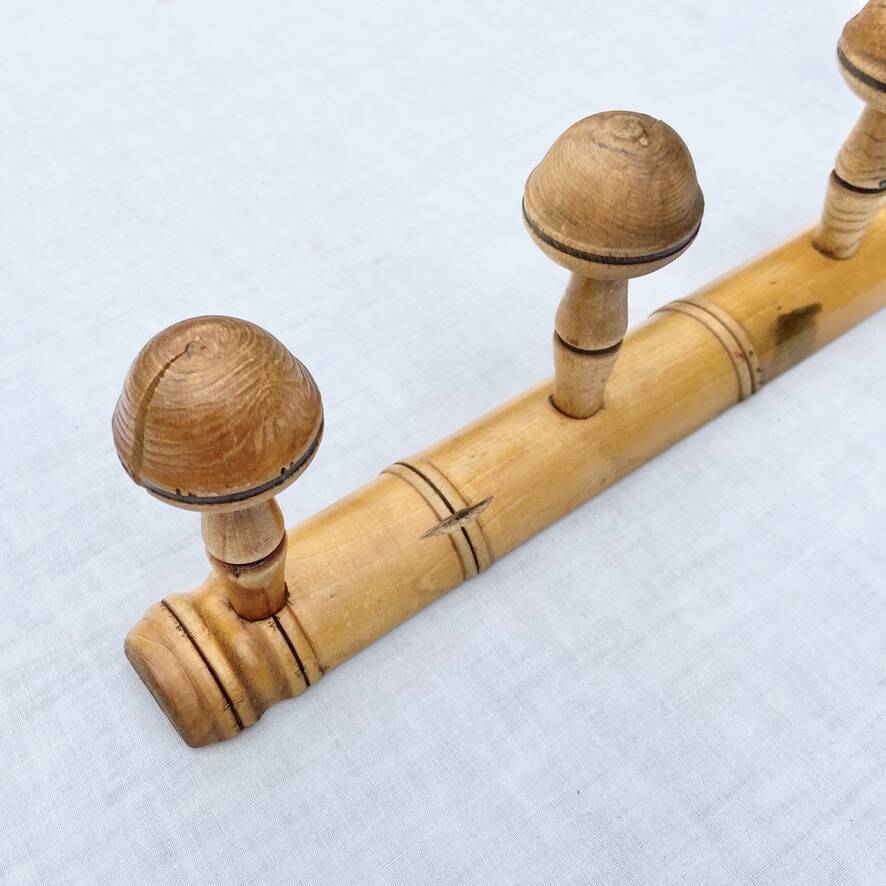 5 Bistro Hooks - Rustic Mushroom Coat Rack - 1920s