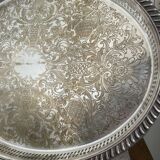 Vintage Silver Metal Tray Floral Rococo Pattern 55x40cm 1970