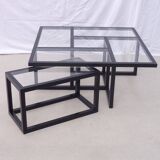 "Sol Lewit" inspired coffee table in wood and glass