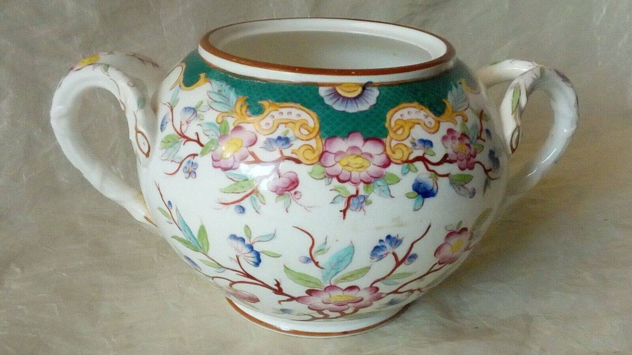 Sarreguemines earthenware sugar bowl minton decor model 5/215