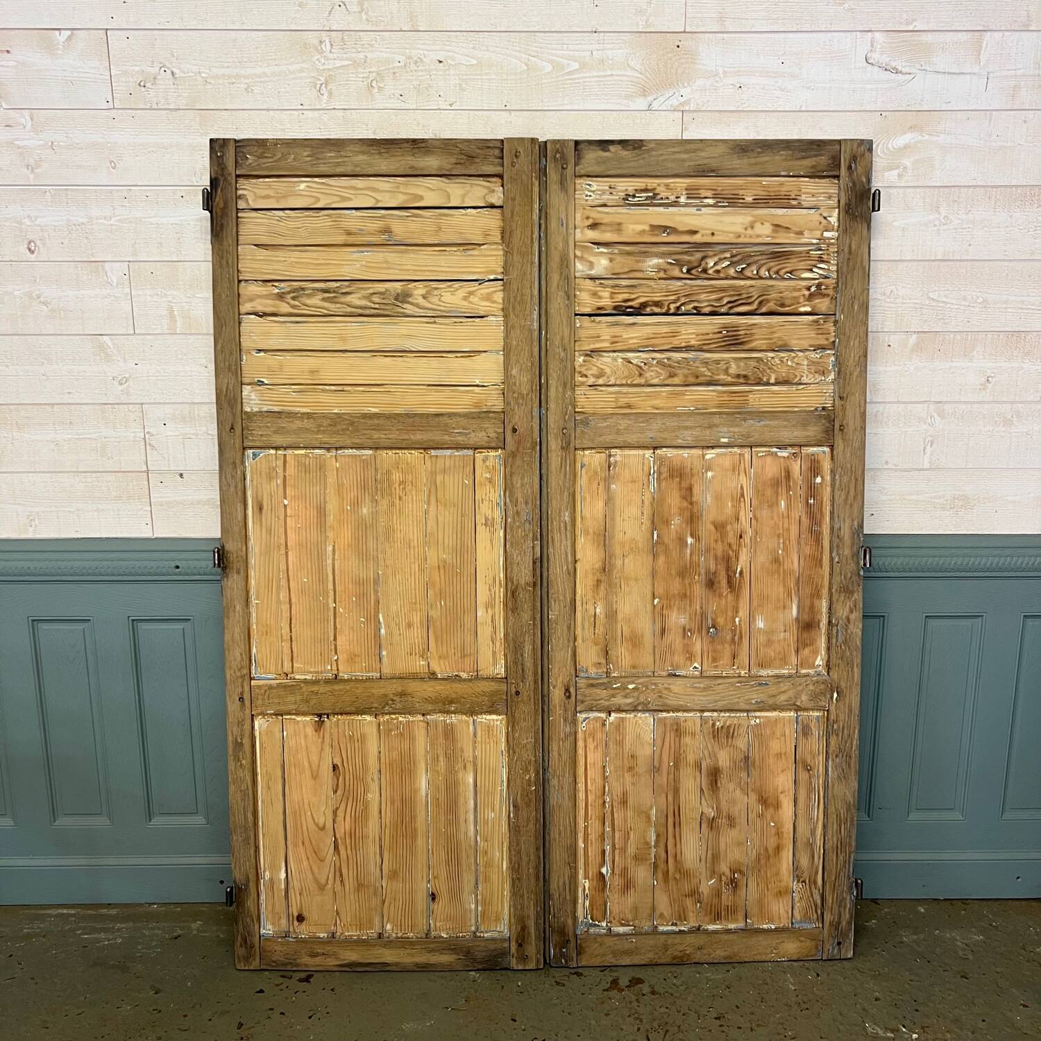 Weathered pine shutters